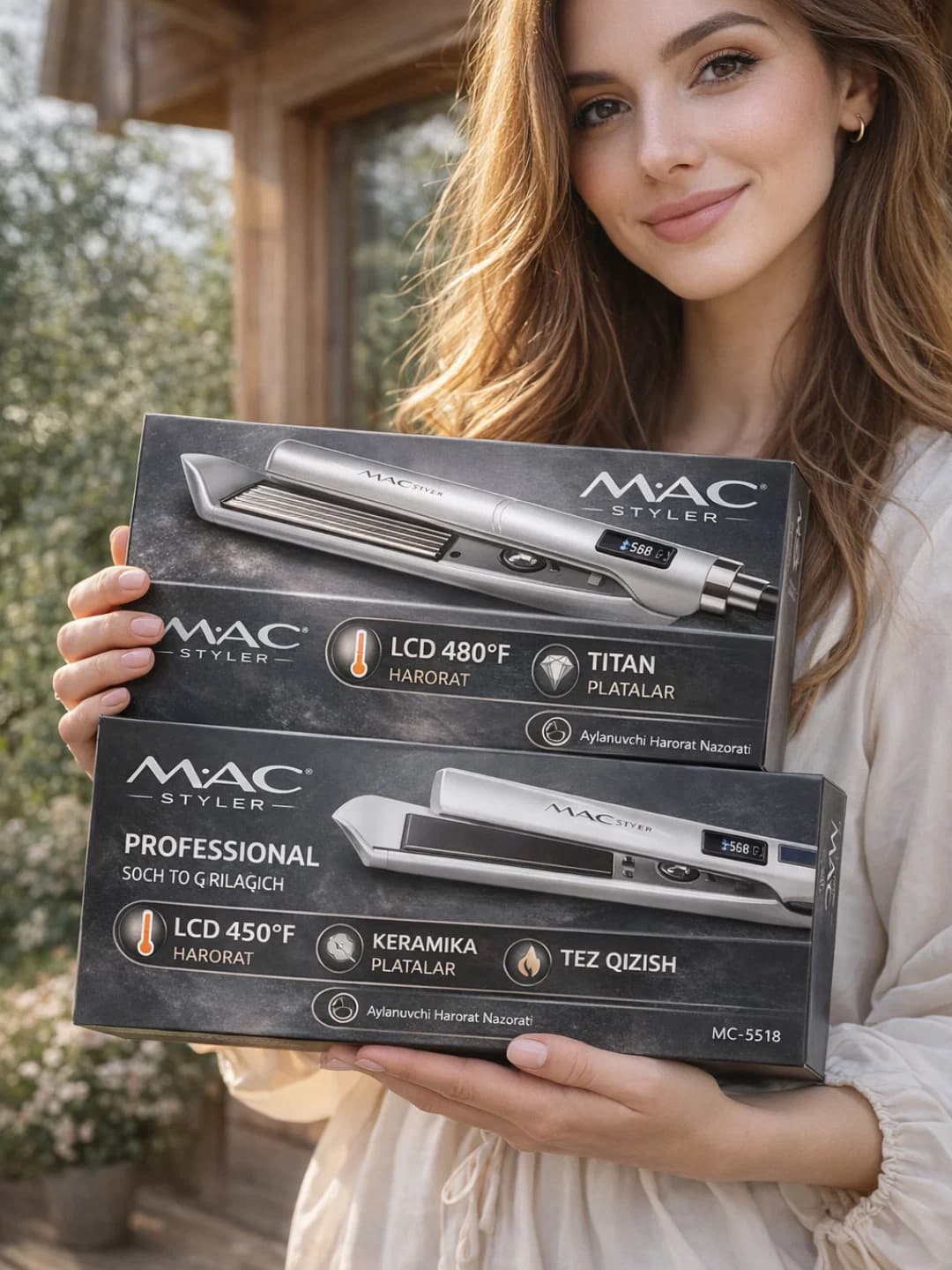 Выпрямитель для волос MAC Styler MC-5518, керамические пластины, 450°F